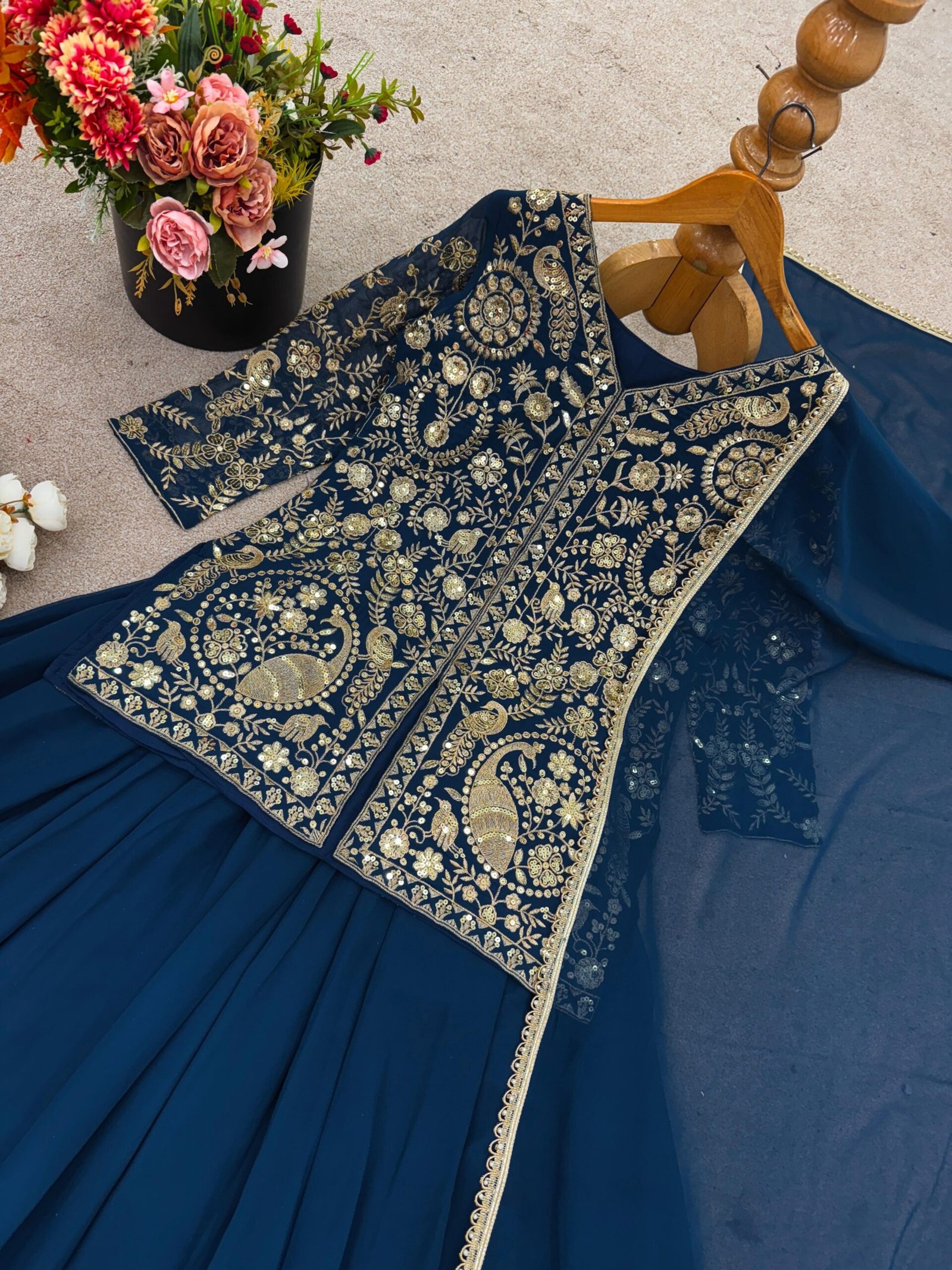 Black Embroidered Anarkali Set – Elegant Festive Ethnic Wear - Image 5